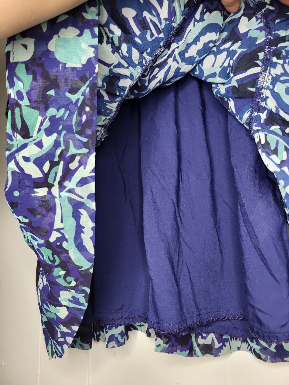 Anthropologie Blue and Teal Floral Print Dress - Picture 5 of 9